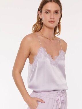 Cami NYC Lilac Lace-Trim Silk Cami